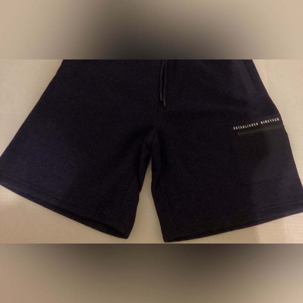 Fila Drawstring Shorts Zippered Leg Pocket M Navy Blue - Picture 3 of 9